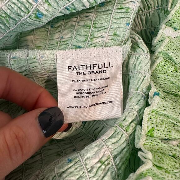 Faithfull The Brand Cosima Mini Dress Floral Ruffle Smocked Balloon Sleeve - Picture 14 of 16